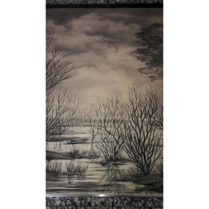 Oude houtskool tekening