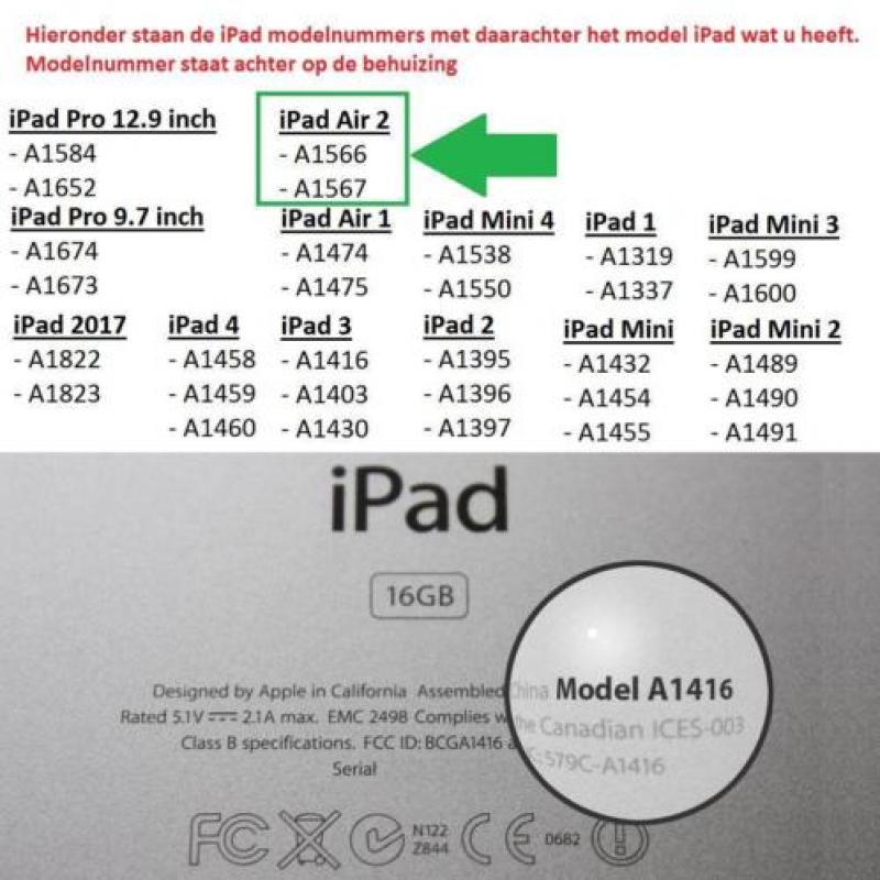 Apple iPad Air 2 - PU lederen Tablet Cover met Portemonnee