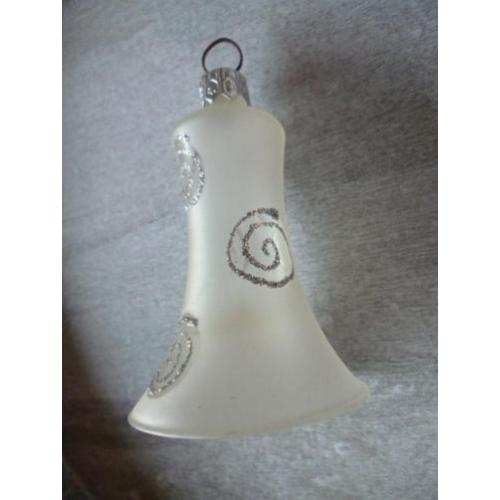 Brocante oude kerstbal, klokje glas, 09