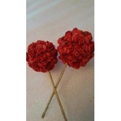 Decoratie prikkers x 2 - rood