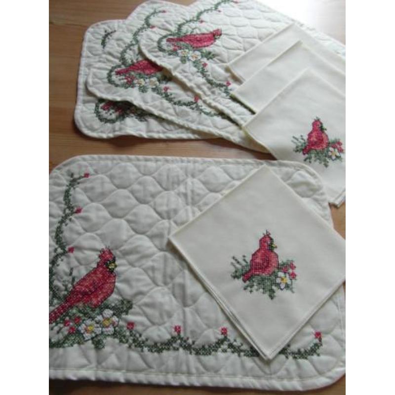 handgemaakte 8 delige set placemats en servetten en set voor
