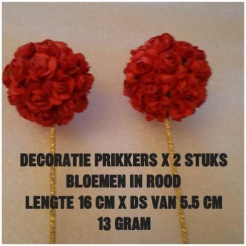 Decoratie prikkers x 2 - rood