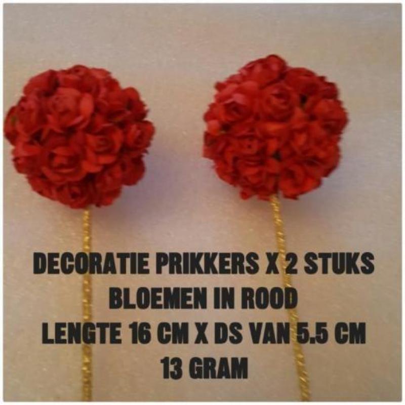 Decoratie prikkers x 2 - rood