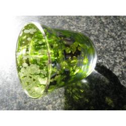 glazen "kerstklok" , met zilverachtig en lime groen.