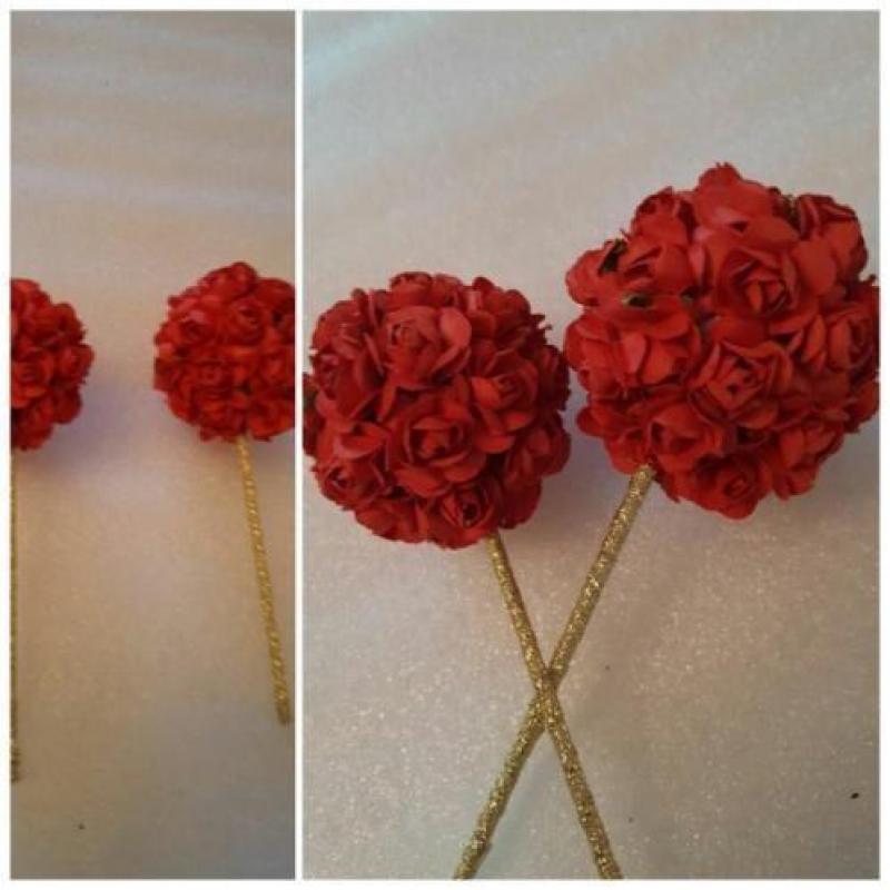 Decoratie prikkers x 2 - rood