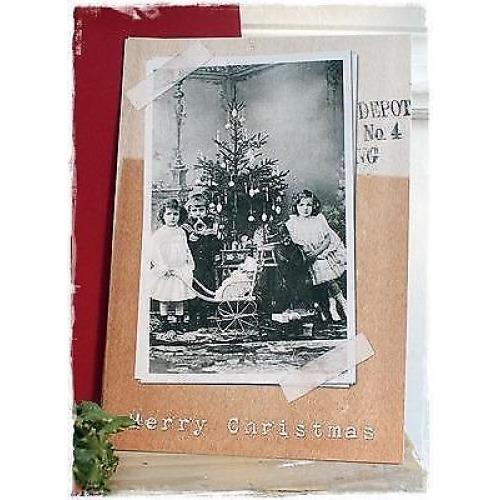 3 Mooie grote vintage kerstkaarten met enveloppe, 1,25 ps.