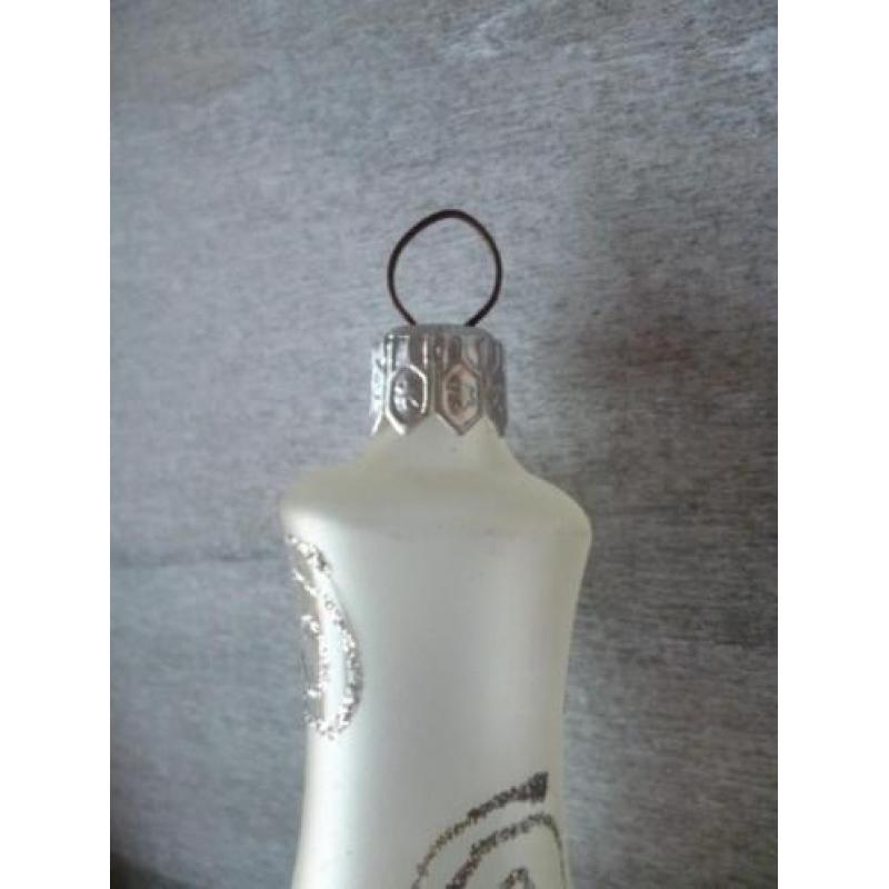 Brocante oude kerstbal, klokje glas, 09