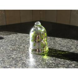 glazen "kerstklok" , met zilverachtig en lime groen.