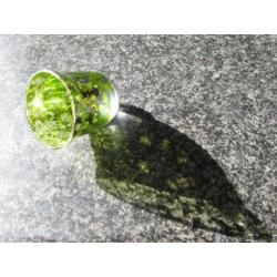 glazen "kerstklok" , met zilverachtig en lime groen.