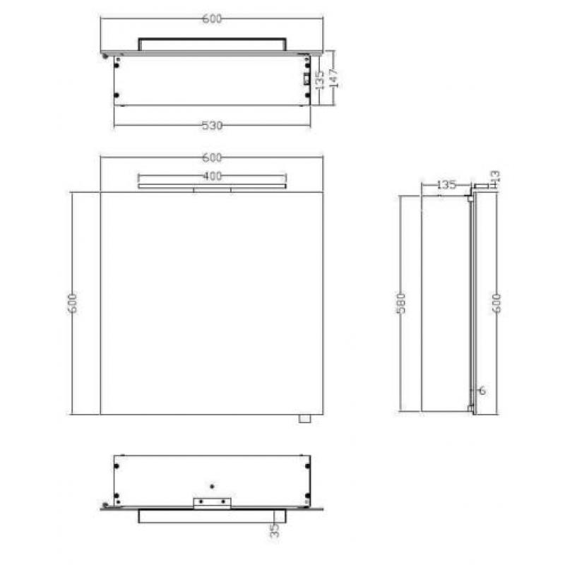 Wiesbaden Luxe spiegelkast + Led verlichting 60x60x14cm
